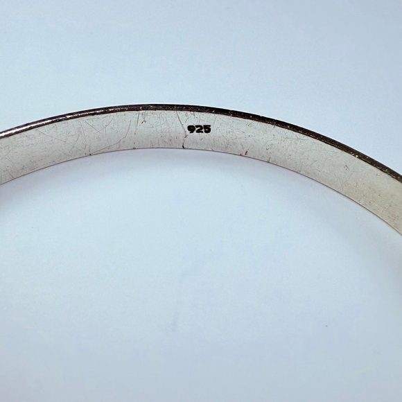 Artisan Brutalist Handmade Heavy Solid Sterling Silver 925 Bangle VTG Bracelet - Picture 3 of 8